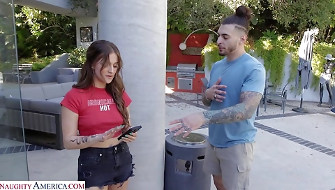 Toy natha left with horny brunette hair