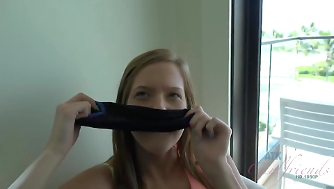 Sexy young brunette hair with her pussy