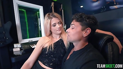 Sexy young blonde girl has sex on al