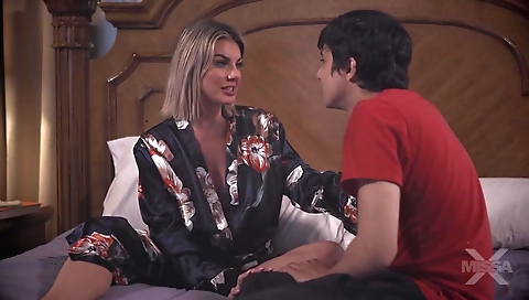 Sexy young exercises her feet in the park