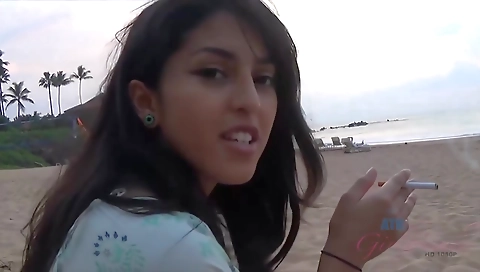 Spanish girl shows off her pussy